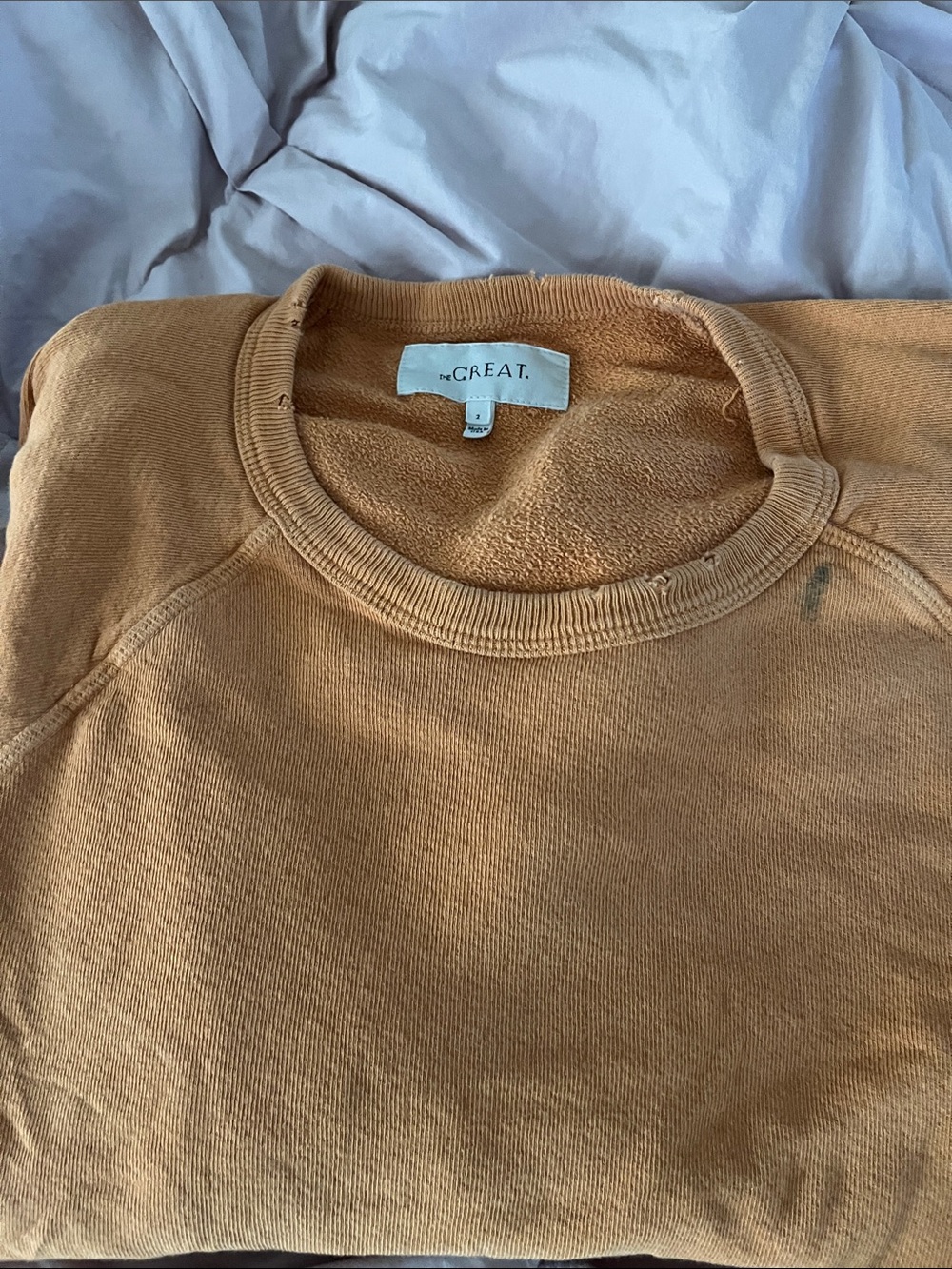 THE GREAT. Crewneck College Sweatshirt in Orange